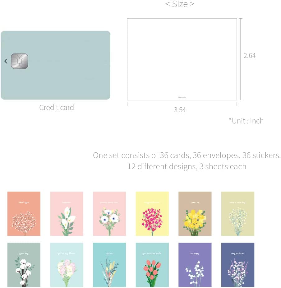 Monolike Day-by-day Card, Moon - Mix 36 Mini Message cards,36 envelopes, 36 stickers Package - Image 3